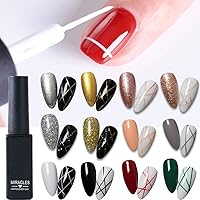 Liner Pen Gel Nail Polish Kit, Painting Drawing UV Led Gel Polish Set, DIY 3D Gel Nail Paint Nail Gel Polish Pull Line Pen Tool for Nail Manicure Rosa Gold Silver Champagne Black Red Green White Nude