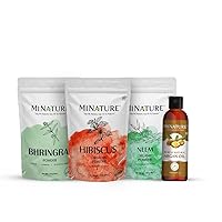 minature Oily Scalp Control Combo |Summer Haircare Combo | Includes Bhringraj, Hibiscus & Neem Powder (Each 227g)| Argan Oil (100ml) | All Pure & Natural |Hair Care Hair conditioning | Made in India