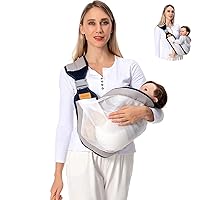 Baby Sling Carrier One Shoulder Carrier for Baby, Lightweight Baby Carrier Sling Newborn to Toddler, Mesh Baby Hip Carrier for Toddler Carrier Sling for Infant Carrying 7-45 lbs, Grey