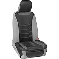 Motor Trend LuxeFit Gray Seat Cover for Cars Trucks Van SUV (1 Piece), Premium Faux Leather Car Seat Cover, Easy to Install Automotive Seat Cover with Storage Pockets, Fits Most Vehicles