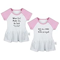 Pack of 2, for This Child We Have Prayed & When God Made Me He Said Ta-da Funny Dresses Infant Baby Girls Princess Dress