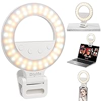 Selfie Ring Light, Clip on Ring Light [Rechargeable], 360°+90° Adjustable 10 Level Brightness Fashionable Portable Phone Ring Light for Laptop, YouTube, Video Conference, Live Streaming