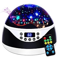 Night Light with Music & Timer, Star Light Projector - Sound Machine for Baby Sleeping, Birthday Gifts for Girls Boys 1-6-12, Remote Control Projection Lamp Invited Colour Starry Sky to Home