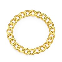 14k Gold Flat Cuban Chain Ring | Dainty Solid Gold Eternity Ring | Simple Stackable Band Stackers