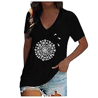 Women's Sexy Tops Fashion Solid Color Round Neck Loose Button Short Sleeved T-Shirt Top Tops, S-2XL