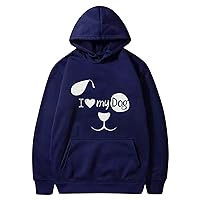 I Love My Dog Sweatshirt For Women Fashion Funny Graphic Hooded Pullover Loose Fit Long Sleeve Hoodie With Pockets