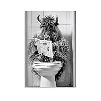 Mifo Highland Cow Funny Black And White Creative Art Poster 06 For Office Room Aesthetic Decoration. Unframe-style, 20x30inch(50x75cm)