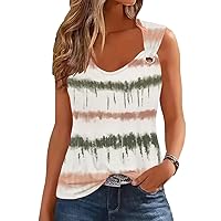 Summer Tank Cute Tops for Women Casual Sleeveless Shirt Loose Fit Scoop Neck O Ring Shoulder Blouse