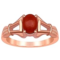 Recycled Silver 925 Solid Captain's Ring Coral Oval 5X7 MM Rose Gold Ring