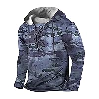 Distressed Hoodies For Men，Men's Military Tactical Hoodies Retro Print Tieup Trainning Outdoor Camping Sweatshirt