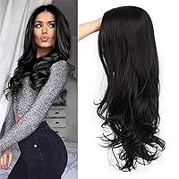24inch Long Wavy Hand Tied Natural for Woman High Temperature Fiber Hair Toppers for Hair Loss Machine Made (Wine Red)