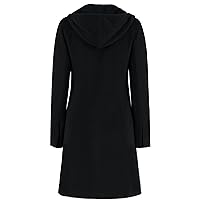 Womens Black Cashmere Wool Hooded Winter Coat