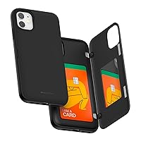 GOOSPERY iPhone 11 Wallet Case with Card Holder, Protective Dual Layer Bumper Phone Case - Black
