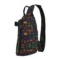 Game Video Gaming Pattern Print Travel Crossbody Backpack Bag,Lightweight Sling Bag For Travel Unisex