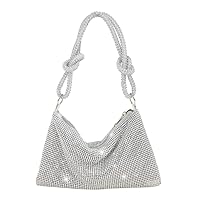 Rhinestone Purses for Women Chic Sparkly Evening Handbag Bling Hobo Bag Shiny Silver Clutch Purse for Party