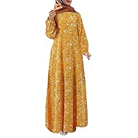 Women's Muslim Abaya Dress Loose Prayer Dress Full Length Kaftan with Hijab Dubai Long Sleeve Maxi Dresses with Pockets