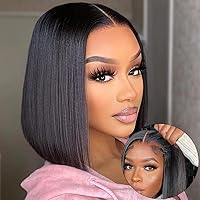 V SHOW Wear and Go Glueless Bob Wig Human Hair Lace Front Wigs Pre Cut Hairline Pre Plucked Straight Short Bob Wig Lace Closure Wig Human Hair for Women 12Inch