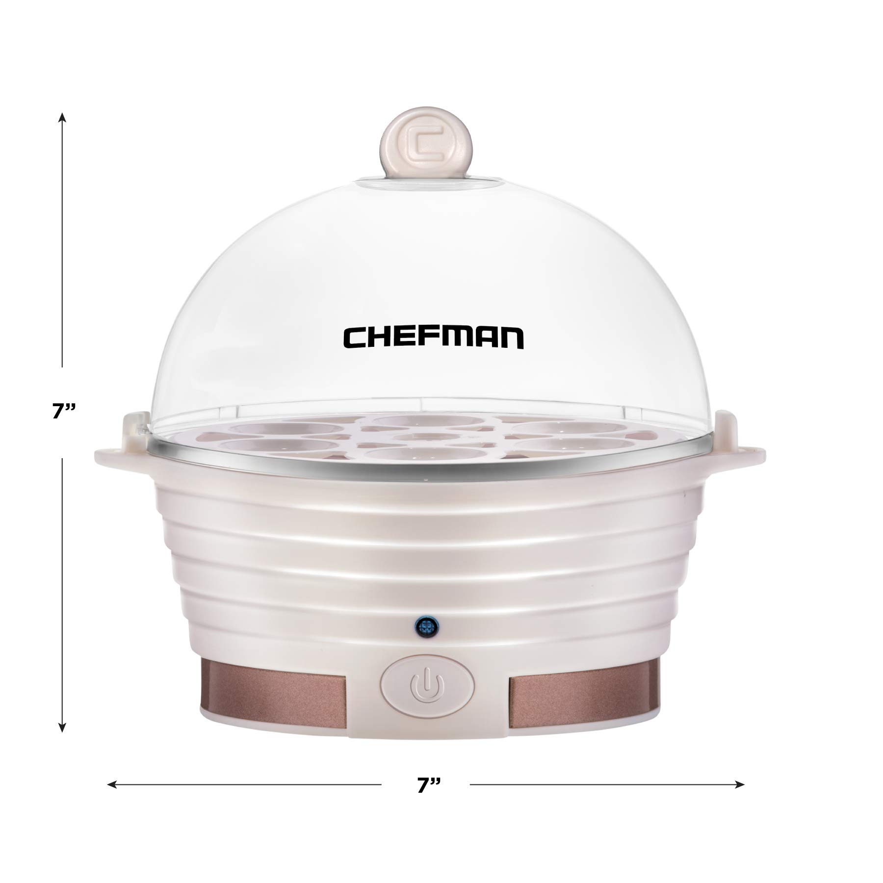 Chefman Electric Egg Cooker Boiler Rapid Poacher, Food & Vegetable Steamer, Quickly Makes Up to 6, Hard, Medium or Soft Boiled, Poaching/Omelet Tray Included, Ready Signal, BPA-Free, Ivory