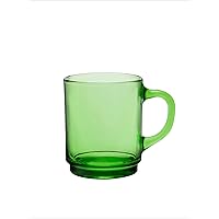 Duralex Versailles Collection | Glass Tea Mug with Handle Green 26 cl | Set of 6 Pieces | Heavy Duty Glass, Dishwasher Safe, Made in France, Stackable, (4020G R06)