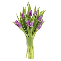 KaBloom PRIME NEXT DAY DELIVERY - Mother’s Day Collection - Bouquet of 10 Purple Tulips .Gift for Birthday, Sympathy, Easter, Mother’s Day Fresh Flowers