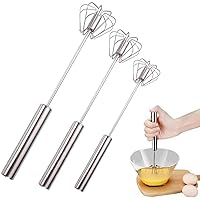 Stainless Steel Semi-Automatic Whisk, 2024 New Stainless Steel Egg Whisk Quick Hand Push Rotary Whisk Blender, For Cooking Kitchen Home Egg Milk，Good for cake whipping cream (3pcs(10in/12in/14in))