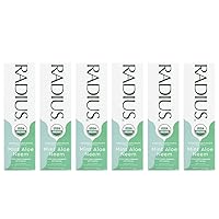 RADIUS - Organic Coconut Oil Toothpaste, USDA Organic Certified (Mint Aloe Neem, 3 oz, 6pack)