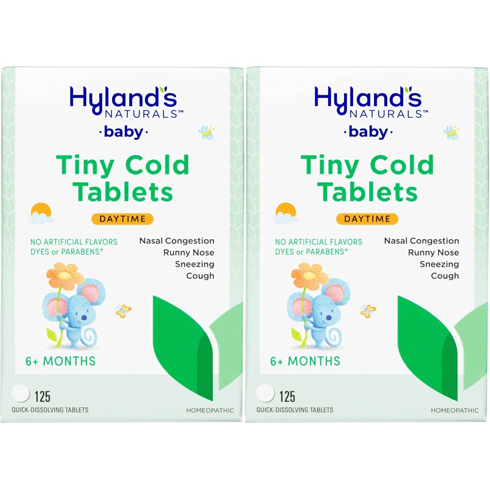 Hyland's Baby Tiny Cold Tablets, Natural Relief of Runny Nose, Congestion, and Occasional Sleeplessness Due to Colds, 125 Quick-Dissolving Tablets (Pack of 2)