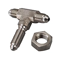Stainless Steel -3 AN 3/8 x 24 Male Flare Bulkhead Tee, 3 way x AN3 Brake Hose Fitting with Lock nut