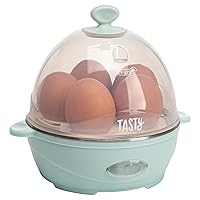 Tasty Mini Rapid Egg Cooker, 5-Egg Capacity for Perfect Hard Boiled Eggs or Omelets, Auto Shut Off, Aqua