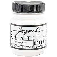 Jacquard Fabric Paint for Clothes - 2.25 Oz Textile Color White Leaves Fabric Soft - Permanent and Colorfast - Professional Quality Paints Made in USA - Holds up Exceptionally Well to Washing