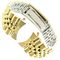 20mm Speidel Gold Tone Semi Solid Link Curved End Buckle Watch Band 3894/10