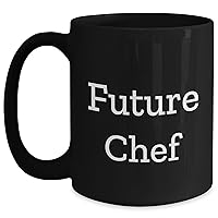 11oz/15oz Black Future Chef Coffee Mug | Funny Father's Day Unique Gifts for Chefs from Mom | Inspirational Chef Quote Ceramic Mug | Microwave & Dishwasher Safe