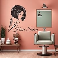 Fashionable Hair Salon Wall Decal Set | Beauty Salon Sticker with Scissors and Comb | Barbershop Vinyl Window Decals | Stylish Hairdresser Wall Decoration Effect Size 21