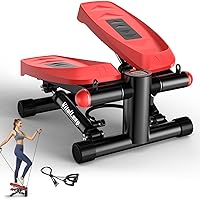 Steppers for Exercise, Air-Powered Mini Steppers with Resistance Bands for Home Fitness, 330LBS Loading Upgraded Stair Steppers, 10DB Super Quiet Fitness Steppers with LCD Monitor
