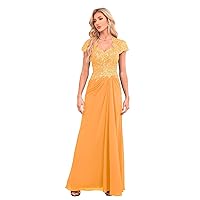 Bridesmaid Dresses for Women Cap Sleeve V Neck Floral Lace Chiffon Long Prom Dress IIF049