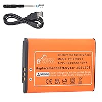 Pickle Power CTR-003 CTR003 Battery for Nintendo 3DS 2DS XL 2DS Game Console with USB Cable (Not for New 3DS and 3DS XL)
