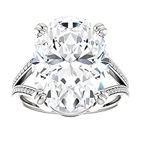 Riya Gems 10CT Oval Moissanite Engagement Ring Colorless Wedding Bridal Solitaire Halo Bazel Style Solid Sterling Silver 10K 14K 18K Solid Gold Promise Ring Gift for Her