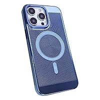 Heat Dissipation Magnetic Case for iPhone 13 Pro Max Compatible with Magsafe Slim Hard Wireless Charging Plating Electroplate Cover (for iPhone 13 Pro Max,Light Blue)
