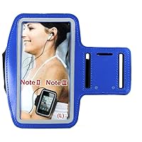 Samsung Galaxy Note 4 Armband Sports Gym Bike Cycle Jogging Armband Adjustable Elastic Key Holder Sweat Proof & Water Resistant Comfort for Man Woman Big or Small Arms for Samsung Note 4 3 2 Blue