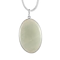 925 Sterling Silver Gemstone Jewelry Pretty Oval Green Aventurine Pendant For Men/Women