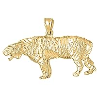 Silver Sabre Tooth Tiger Pendant | 14K Yellow Gold-plated 925 Silver Sabre Tooth Tiger Pendant