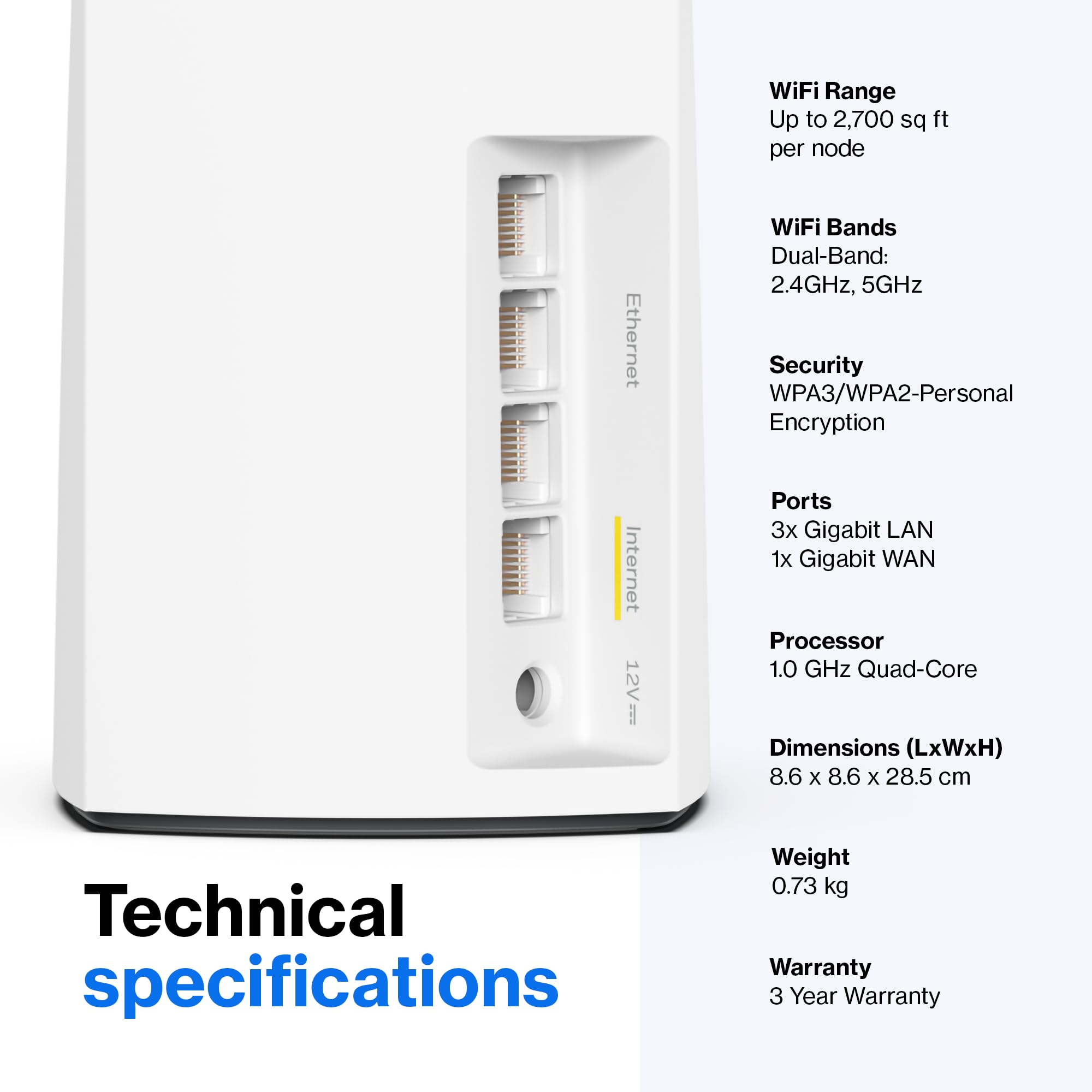 Linksys Atlas WiFi 6 Router Home WiFi Mesh System, Dual-Band, 8,100 Sq. ft Coverage, 90+ Devices, Speeds up to (AX5400) 5.4Gbps - MX5503-AMZ