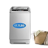 Apartment Washing Machine, 17.7 lbs Automatic Washing Machine with Stainless steelinner barrel and LED Display, Portable Washer Suitable for Apartments, Office and Dorms, Transparent Grey