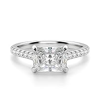 Riya Gems 2.50 CT Radiant Cut Colorless Moissanite Engagement Ring Wedding Band Gold Silver Eternity Solitaire Ring Halo Ring Vintage Antique Anniversary Promise Bridal Ring
