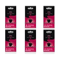 Lavazza Deciso Espresso Dark Roast Capsules Compatible with Nespresso Original Machines , 10 Count (Pack of 6)