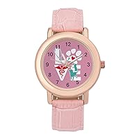 Veterinarian Love Cat and Dog Veterinary Watches for Women Pink Leather Band Round Dial Easy to Read Time Wrist Watches