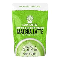 Lakanto Sugar Free Matcha Latte - Green Tea Powder with Shelf Stable Probiotics and Fiber, Sugar Free, Monk Fruit Sweetener, Keto Diet Friendly, Vegan, Detox, Destress, Antioxidants, Authentic (10 oz)