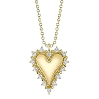 Allurez 14k Gold Diamond Puffed Heart Pendant Necklace (0.18ct)