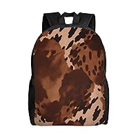 brown cowhide art print Backpacks Waterproof Light Shoulder Bag Casual Daypack For Work Traveling Hiking