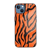 Abstract Tiger Stripes Printed Case for iPhone 13 Mini Case, Tempered Glass Shockproof Phone Case Cover for iPhone 13 Mini 5.4 Inch, Not Yellowing